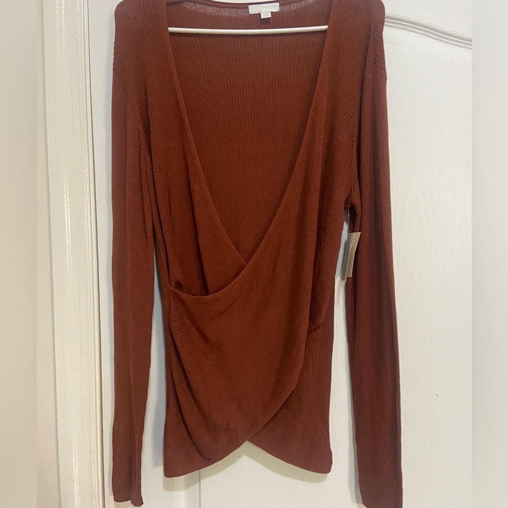 Rust-colored sweater top
